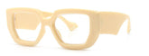 Yedda Retro Thick Glasses Frame Geometric Frames Southood beige yellow clear